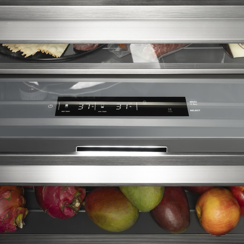 ZLINE Autograph 24 in. Column Refrigerator with Graphite Gray Interior and Polished Gold Accents,  White Matte/Gold