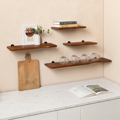 Tablettes murales Richmond en bois de manguier massif