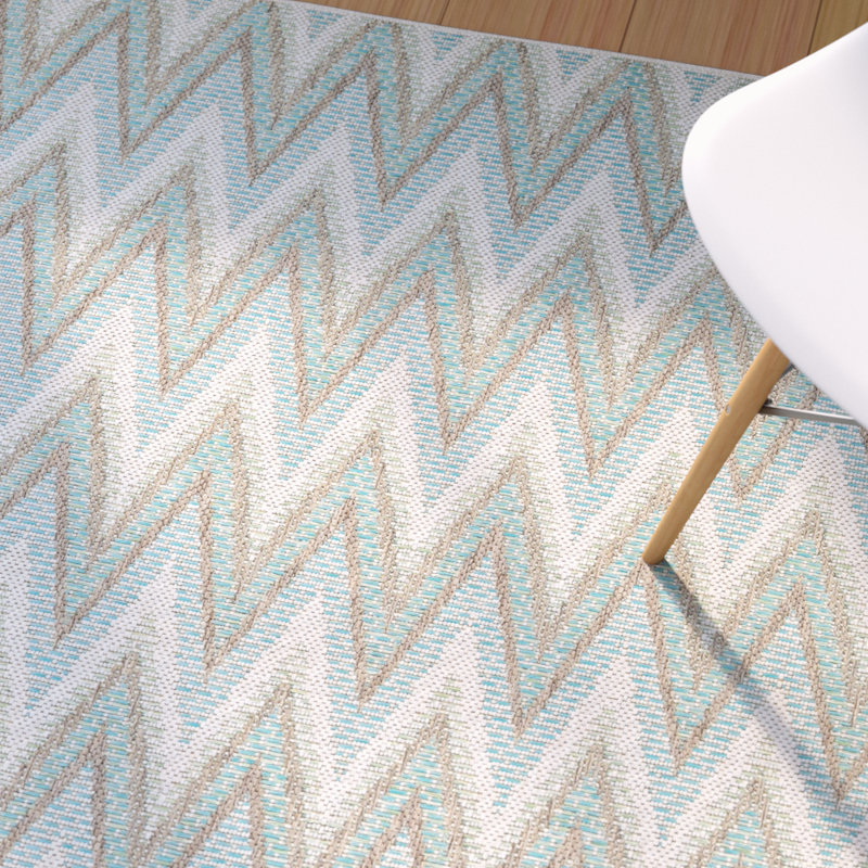 Garbielle Performance Flatweave Chevron Indoor / Outdoor Rug, Rectangle 7'6" x 10'9"