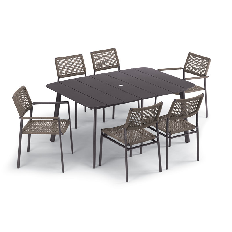 Eiland 63" Dining Set -2 Eiland Armchairs, 4 Eiland Side Chairs -Carbon w/ Mocha finish