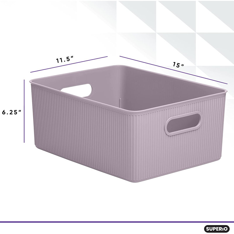 Ensemble de boîtes en plastique nervuré, 4, Lilac
