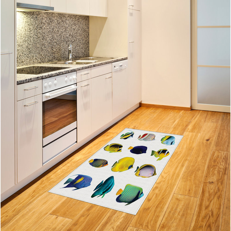 Fish High Density Long Fiber Poly Threads Decorative Area Rug Carpet, Rectangle 2'7" x 5'