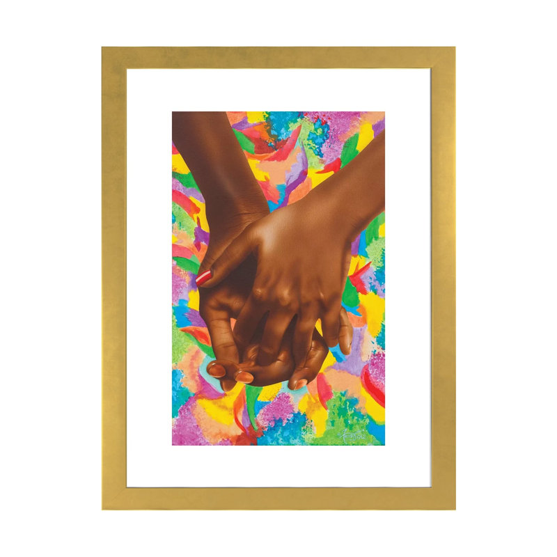 Impression « old fashion Love » par Fred Odle-impression, H 32 po x l 24 po x p 1 po, Papier encadré doré, Blanc