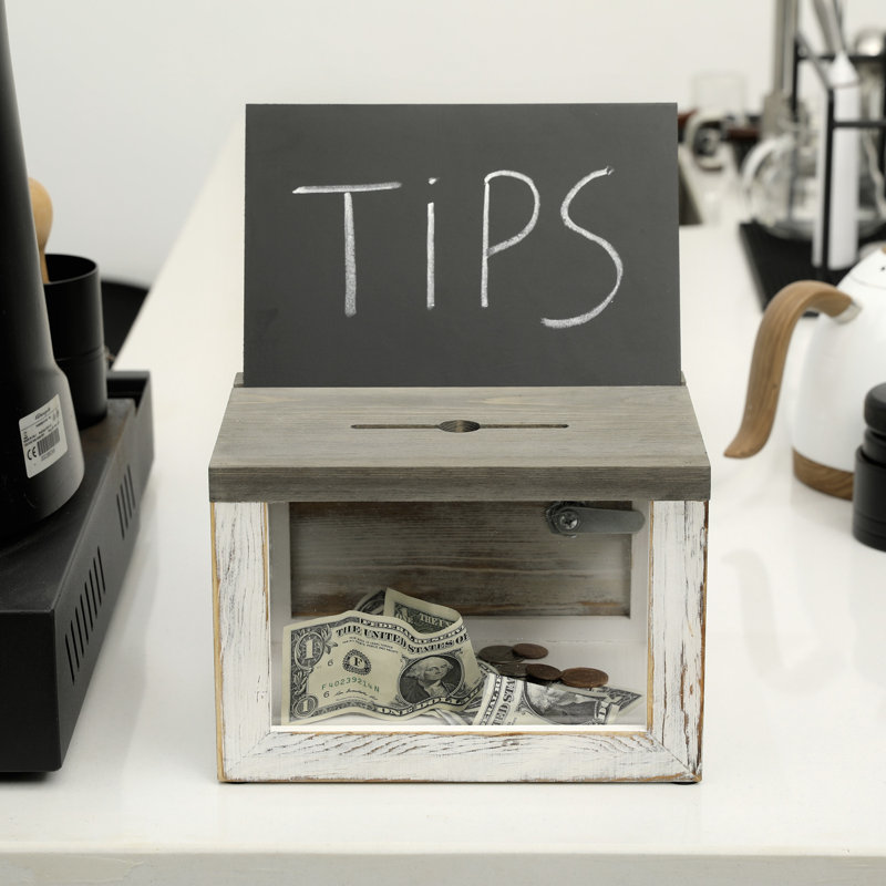 Solid Wood Drop Box w/ Chalkboard Sign