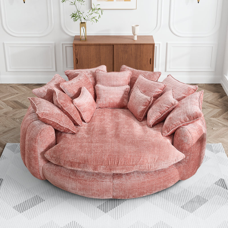 Oversized Round Bean Bag Sofa with Pillows - Large