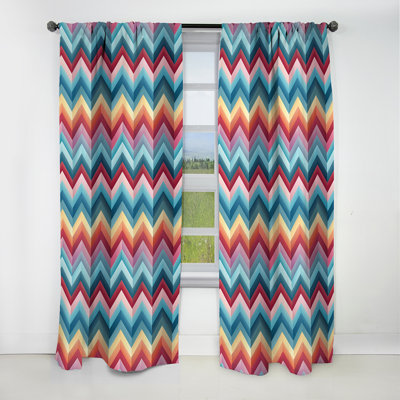 Motif à chevrons multicolores à géométrie urbaine - Rideau à chevrons - Rideau occultant - 1 panneau