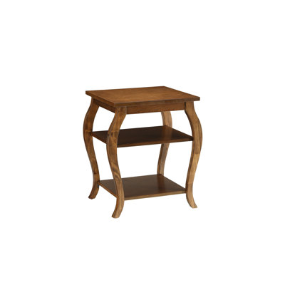Becci Walnut Finish Accent Table - Modern Side Table with 2 Open Storage Shelves for Living Room, Small Space Furniture