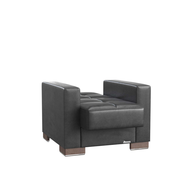 Fauteuil rembourré convertible avec rangement, polyuréthane, Noir