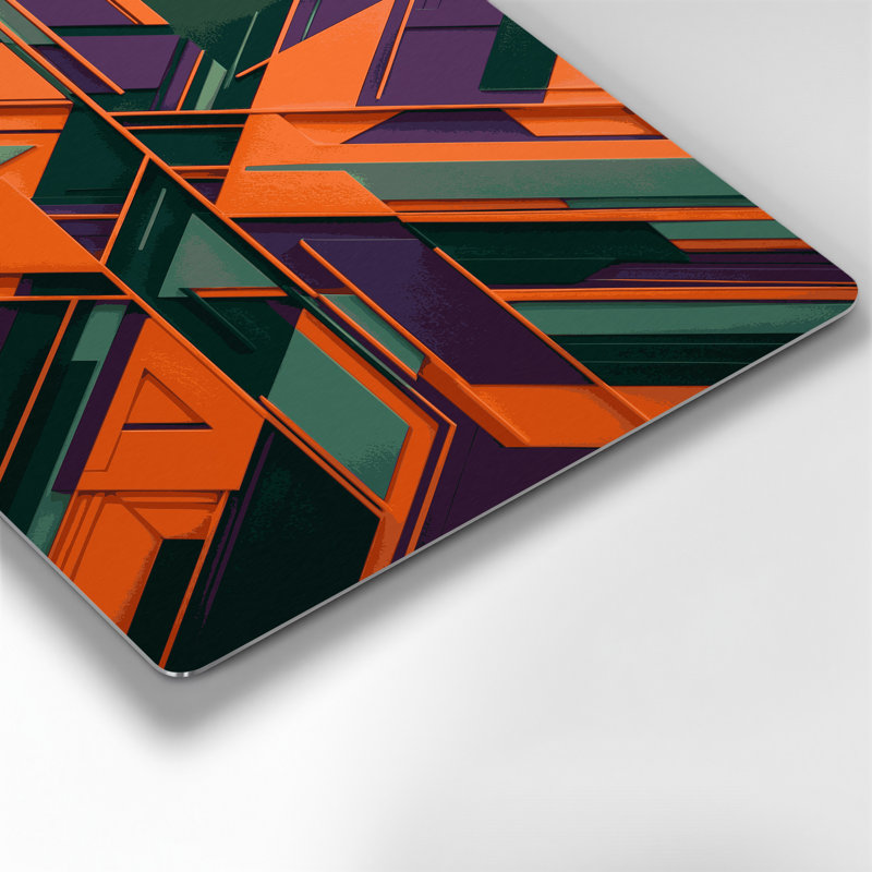 Geometric Abstraction 52 Purple Metal Wall Art, 12" H x 18" W