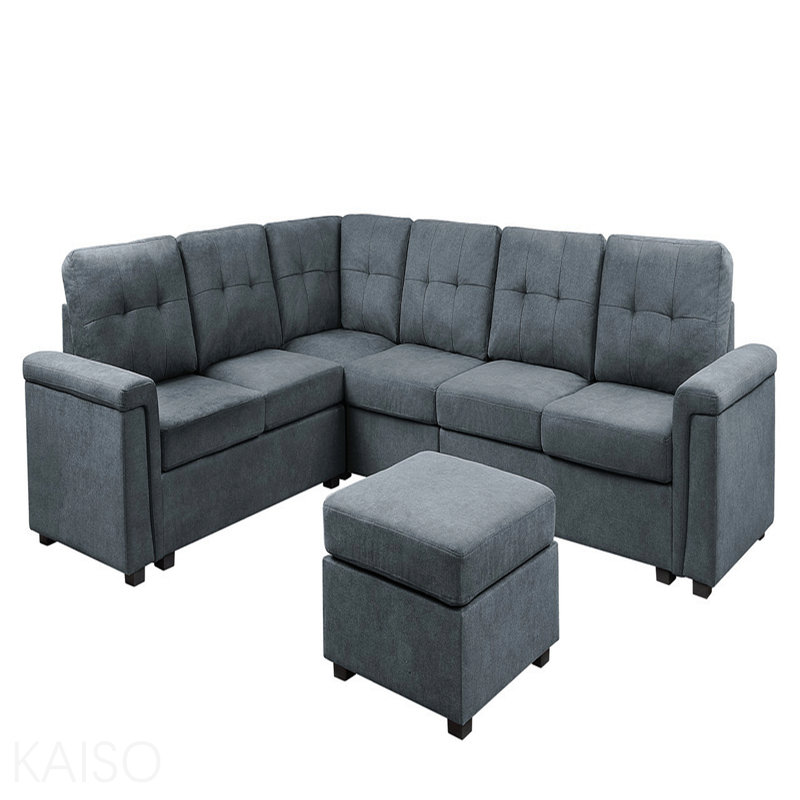 Canapé modulaire 119 places en tissu tissé gris 119 po avec repose-pieds