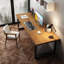 78.74" Brown+Black Rectangular Solid Wood+Steel desk-2105187988