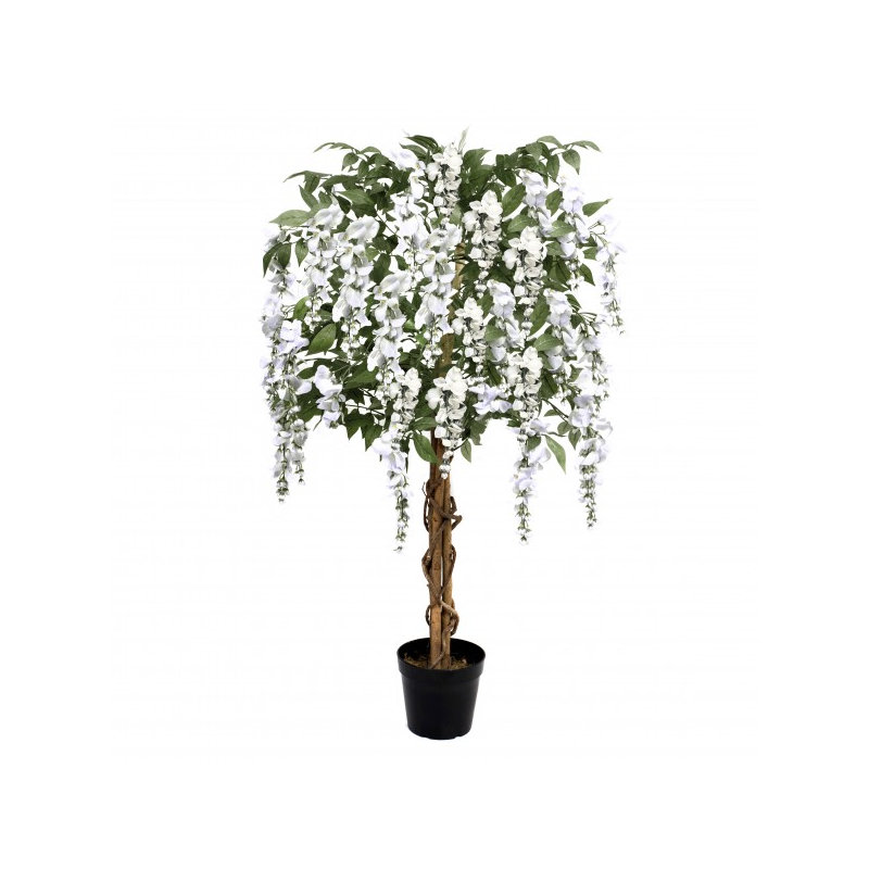 GreenBrokers Artificial Lilac Wisteria Tree 150cm/5ft, 145cm H x 19cm W x 19cm D, White