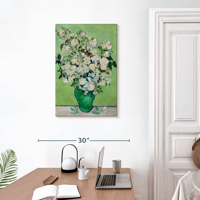 Harnek un vase de roses, H 30 po x l 20 po