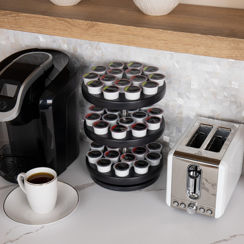 Black 3-Tier Rotating Coffee Pod Carousel Organizer
