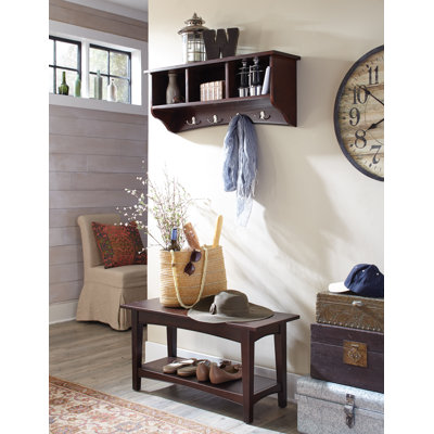Ajwad 36"W Cottage Beach House Design Wall Mounted Coat Hook and Bench Set with Storage
