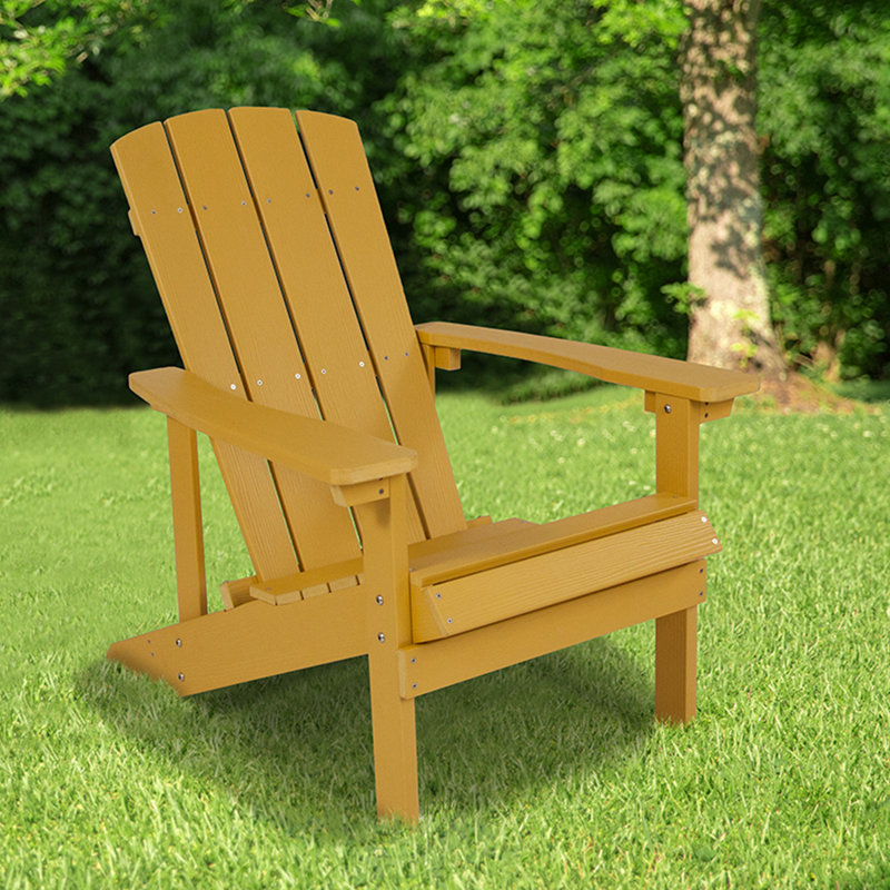 Commercial All-Weather Poly Resin Wood Adirondack Chair, Yellow