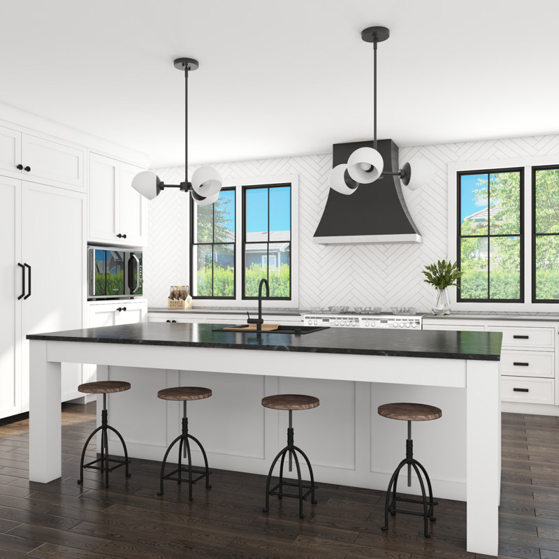 Stoll 3-Light Chandelier Matte Black with Opal Glass