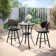 3-Piece Outdoor Bistro Set with Round Bar Table and Wicker Padded Swivel Bar Chairs