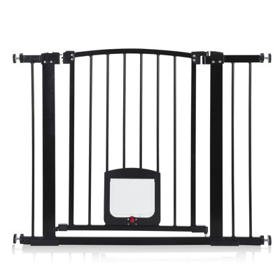Barrière de sécurité pour animaux incurvée à fixation sous pression, barrière pour chien de 30 à 39 po de hauteur, 30 po de hauteur avec serrure à fermeture automatique double, barrière de fer extensible pour les entrées de couloirs