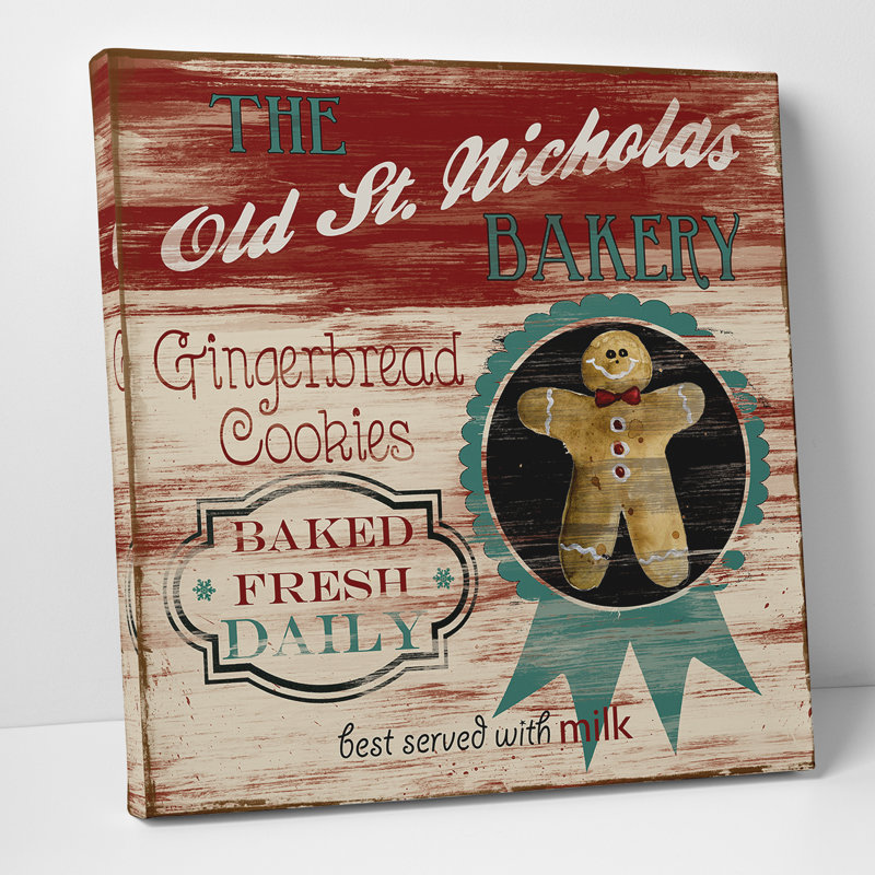 Publicité rétro: St. Nick Bakery - impression, H 16 po x l 16 po x P 1 po, Toile tendue