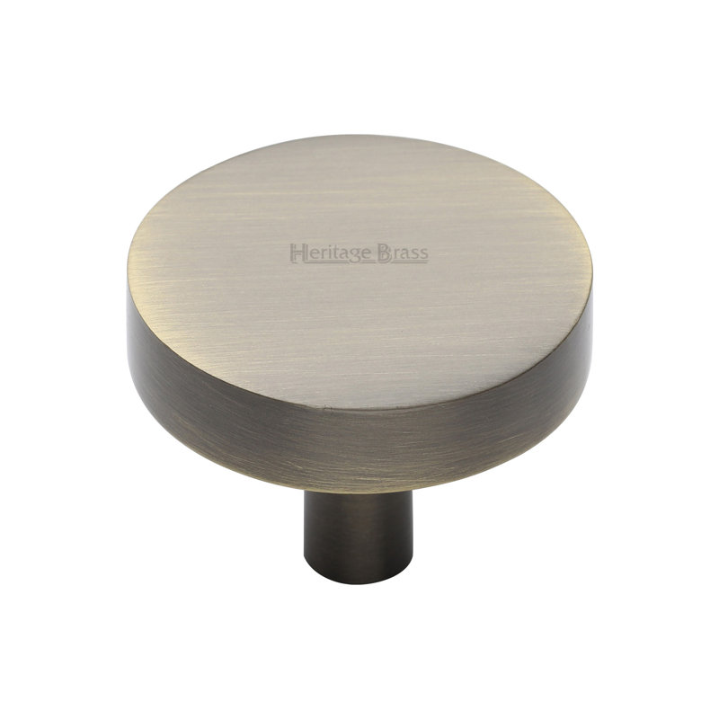 Heritage Brass Heritage Cabinet Knob Disc Design, Antique Brass, 2.9cm H x 3.8cm W x 3.8cm D