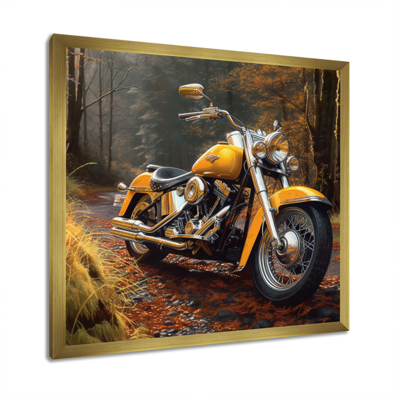 Rukshan " Trailblazing Motorcycle Adventure ", 30" H x 30" W x 1" D, Gold Floater Framed