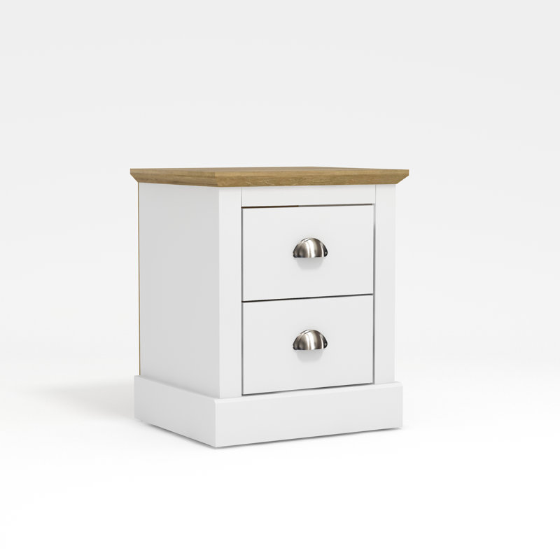 Octave 2 Drawer Bedside Table, White