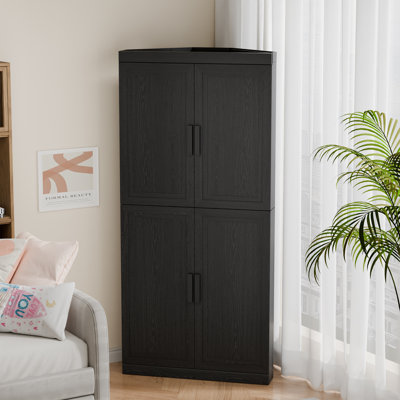 Freestanding Corner Cabinet, Adjustable Shelves Storage Organizer for Living Room, Kitchen and Bedroom
