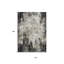 Tapis extérieur lavable abstrait noir ivoire et beige 10 pi x 14 pi
