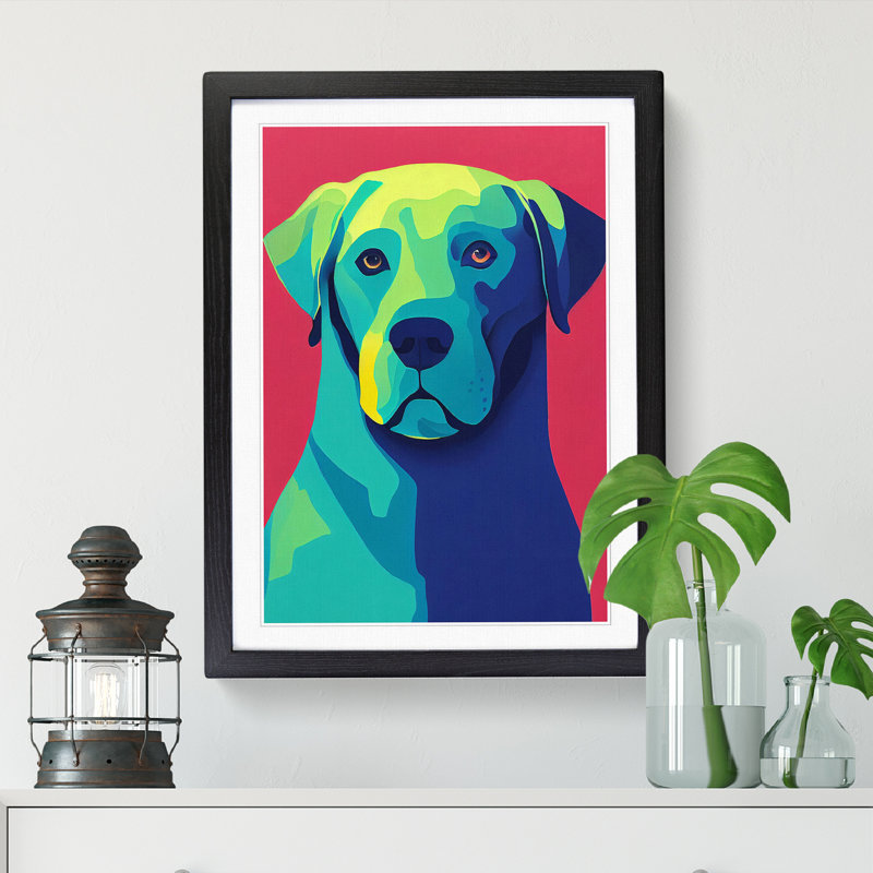Labrador Retriever Abstract Vol.4 - Picture Frame Print, 64cm H x 46cm W x 2cm D, Oak