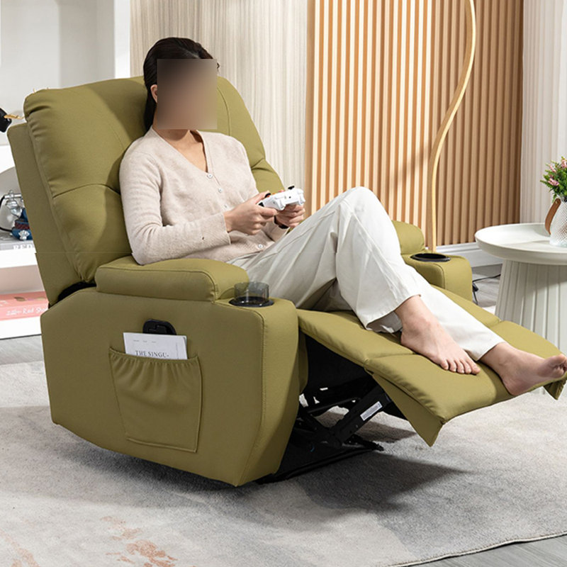 Fauteuil inclinable de salon confortable avec porte-gobelet, Brun