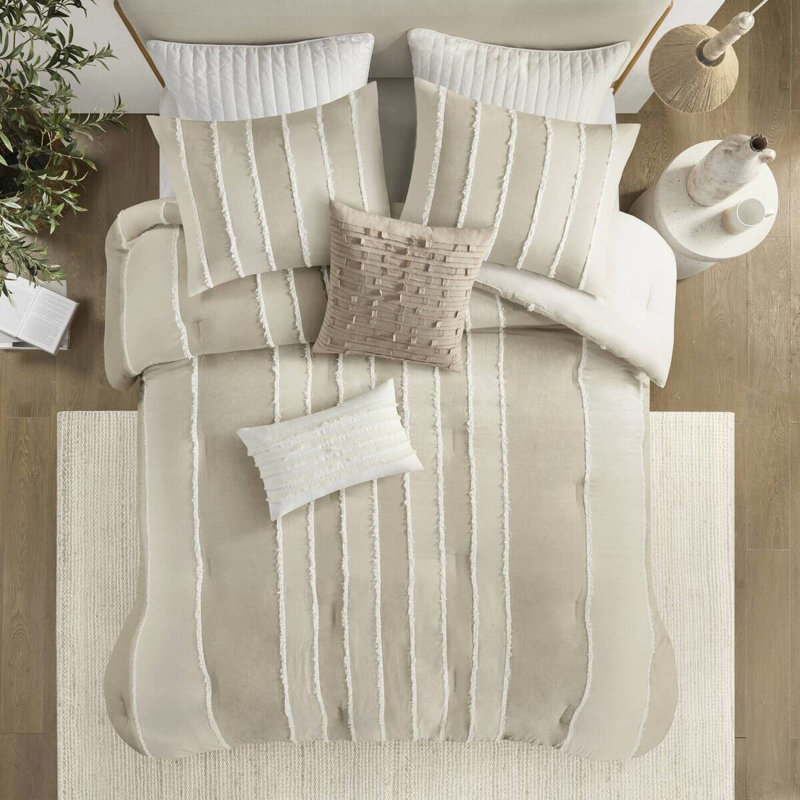 Édredon 3 pièces très grand / très grand taupe - Rembourrage alternatif 100% coton, garniture lavable au look moderne attrayant