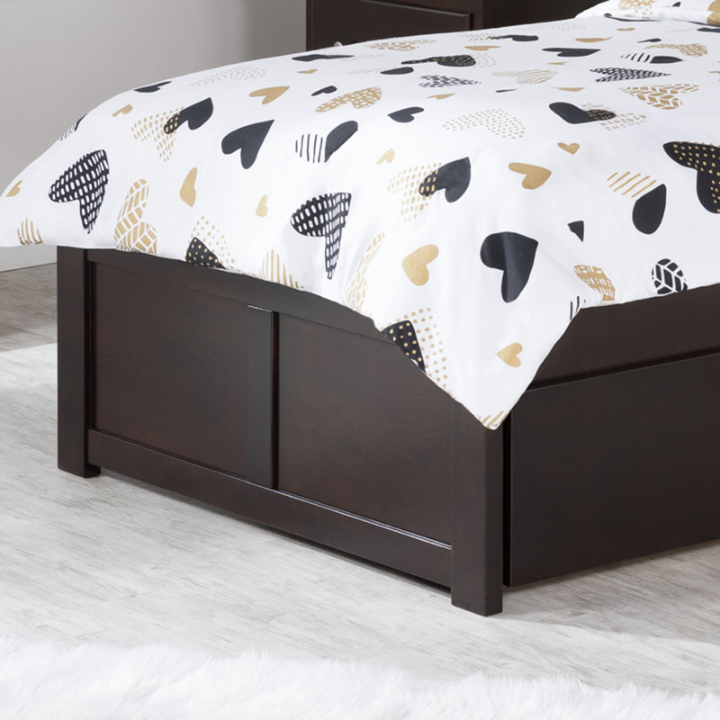 Cullers Solid Wood Platform Bed with Panel Footboard & Storage Drawers, Espresso