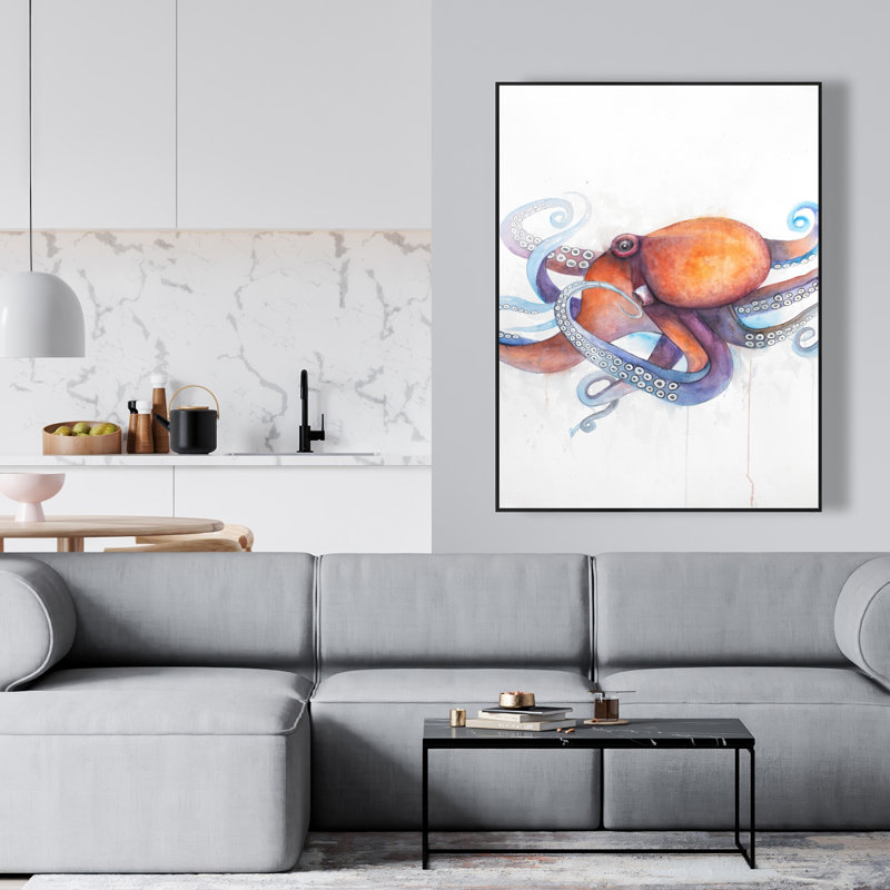 Colorful Octopus Profile - Children's Art Framed Canvas Decor