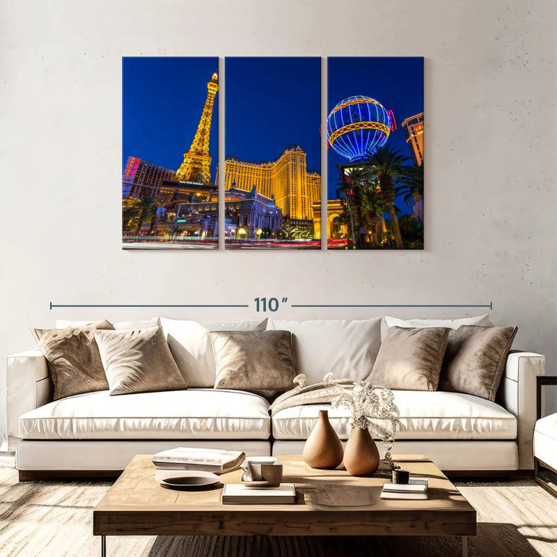 Sebbie Las Vegas Paris lumières, H 48 po x l 74 po