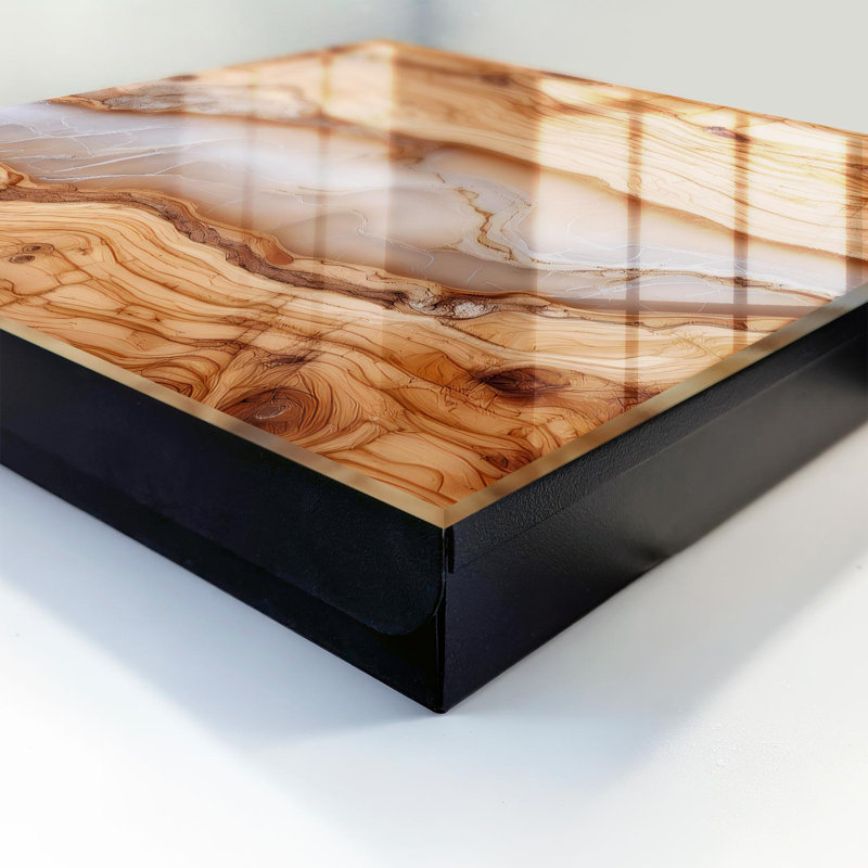 Key box, Opens to the right, 30x30x5, Black, Brown wood waves and white veins, 