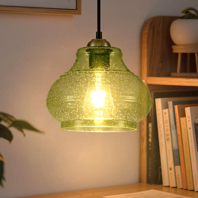 Luminaire suspendu 1 lumière Berngar, Vert