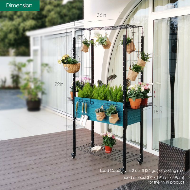 Self-Watering Elevated Planter with Trellis
