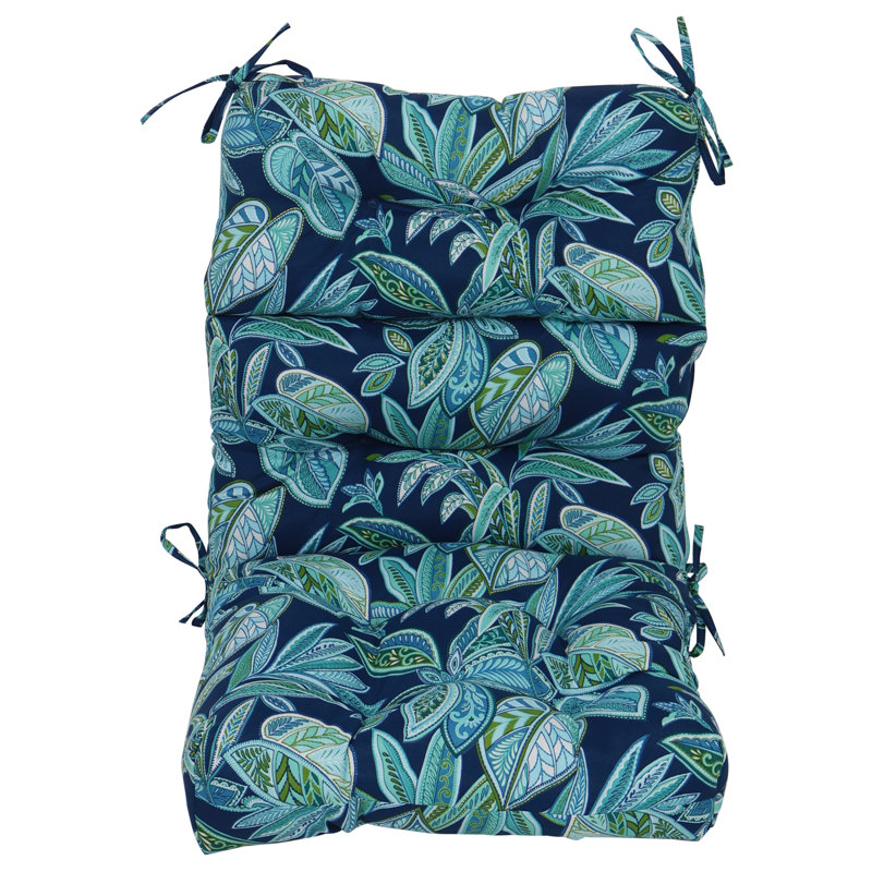 Outdoor Tufted Seat/Back Chair Cushions (Set Of 2), 20" W x 20" D, Blue/Crestwood Marine Floral