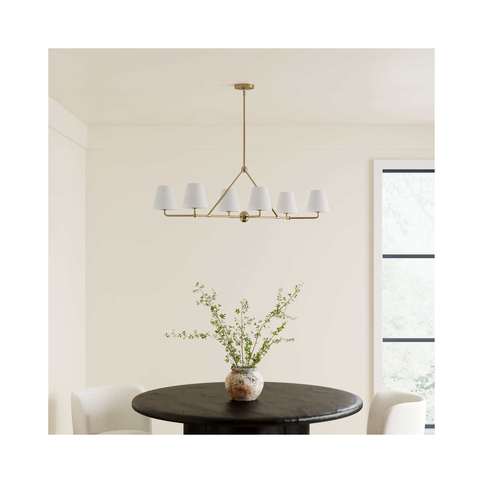Kinston 6 - Light Metal Dimmable Chandelier, White