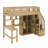 Twin Size Loft Bed With Built-In Desk, LED, Storage Shelves, Cabinets And Staircase-121234372