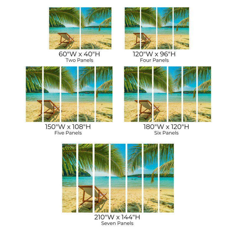 Murale pelez et collez de qualité supérieure - Plage tropicale relaxante, L 60 po x L 40 po
