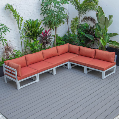 6-Piece Outdoor Patio Sectional Sofa Set with Aluminum Frame — Modular Conversation Set with Removable Cushions by Orren Ellis