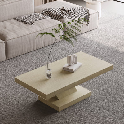 47" Modern Cross Leg Coffee Table, Sturdy X-Shape Design, Solid Wood Veneer, Large Living Room Center Table With Ample Storage Space
