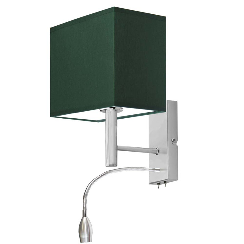 Audreauna Steel Armed Sconce, Brushed Steel, Bottle Green