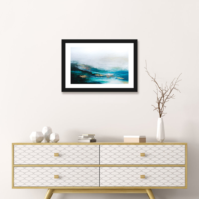 Verdant Wave - reproduction d'art, H 16 po x l 24 po x P 1 po, Papier encadré noir