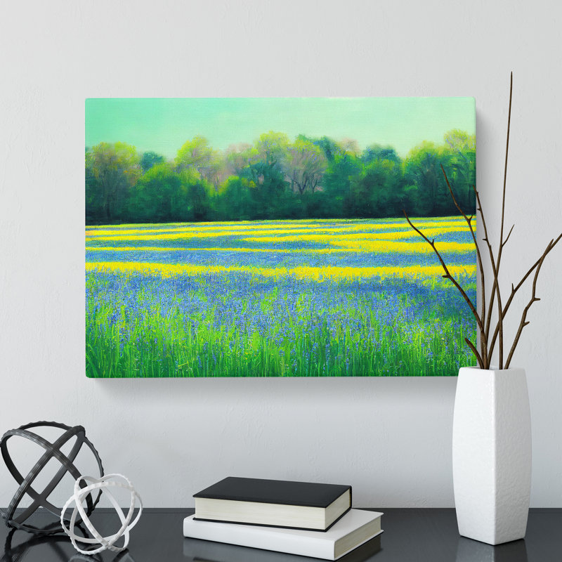 Cool Bluebell Field - Wrapped Canvas, 40cm H x 60cm W x 3cm D
