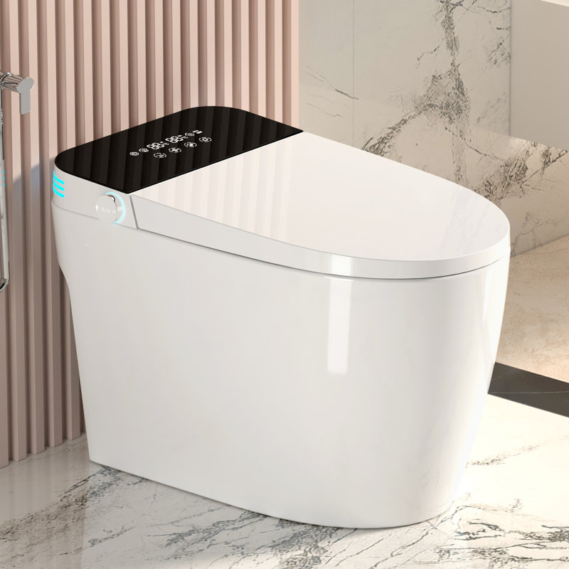 Portable Intelligent Toilet With Built - In Bidet, Heated Seat, Auto Flush, And Warm Air Drying Siphonic Jet, Battery Backup, Various Flushing Modes Water, Remote Control, Led Display Jet For