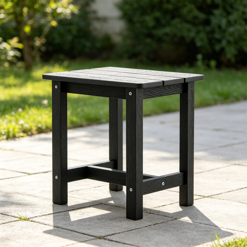 HDPS Adirondack Outdoor Side Table for Patio & Pool, Weather Resistant, Black