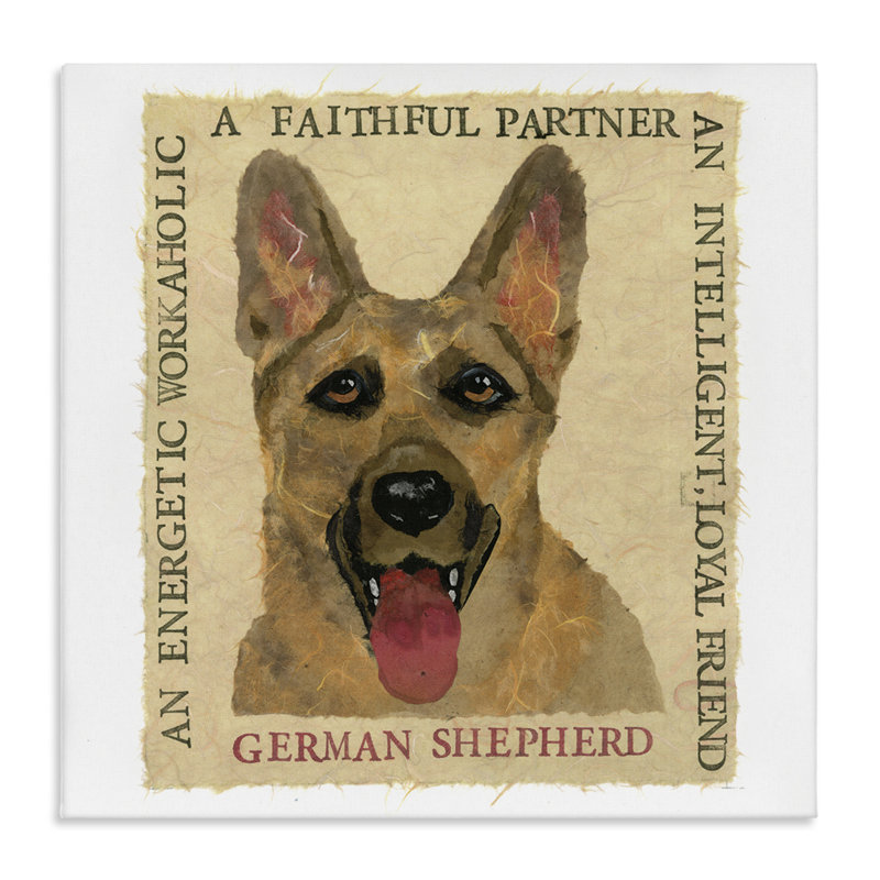"Fun German Shepherd", art mural sur toile par Nancy Overton, H 17 po x l 17 po